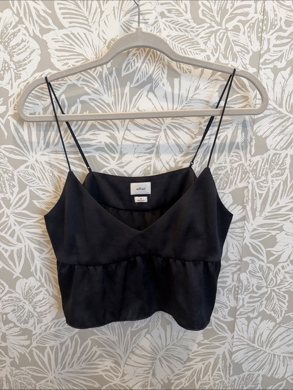 Wilfred Black Satin Spaghetti-Strap Cami Top Medium